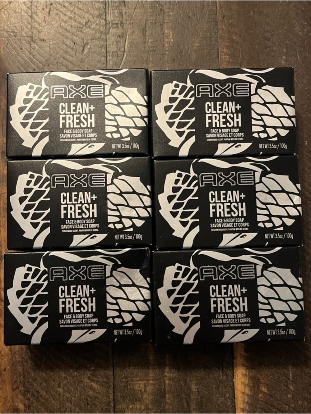 Set of 6 AXE Clean + Fresh Face & Body Soap Bar - Black